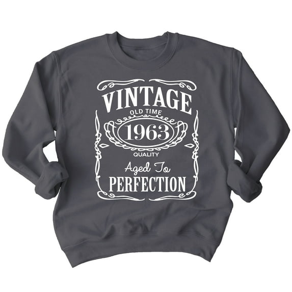 60th Birthday VINTAGE 1963 Crewneck Sweatshirt, XL, Charcoal
