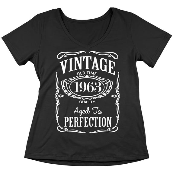 60th Birthday VINTAGE 1963 Women's V-neck, L, Black