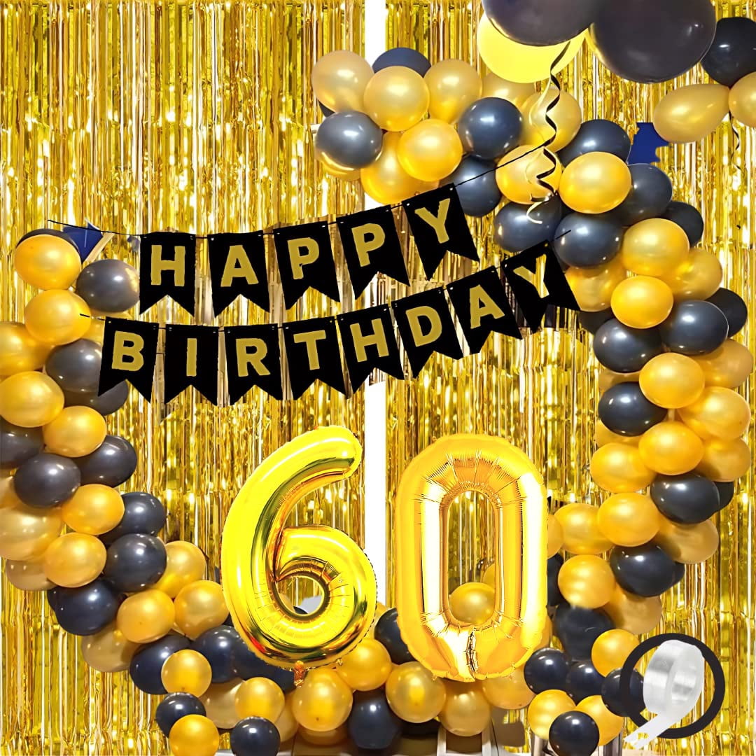 Black & Gold 20th Birthday Party Decorations Kit – Balloons, Banner, Crown, Confetti & More