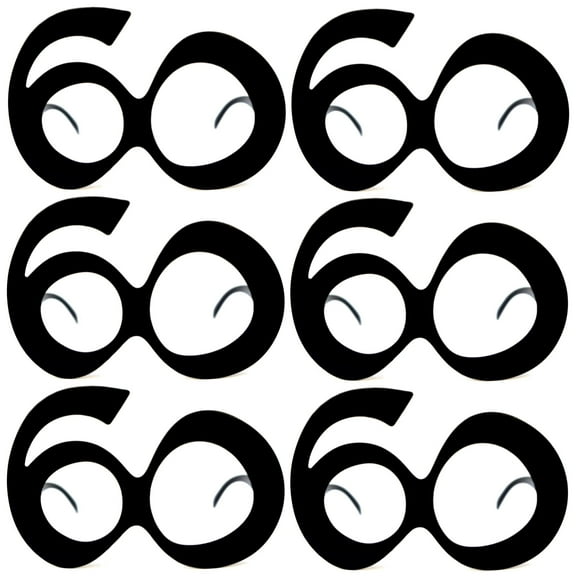 60th Glasses Birthday Anniversary Eyeglasses Black Number Frame Party Favor 60 Years 60s Theme Celebration 6 Pack Set Lot