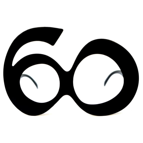 60th Glasses Birthday Anniversary Eyeglasses Black Number Frame Party Favor 60 Years 60s Theme Celebration
