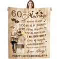thumbnail image 1 of 60th Wedding Anniversary Blanket Gift, 60th Marriage Anniversary Blanket Gift for Parents Wife Husband 50"x60" Throw Blanket, 1 of 6