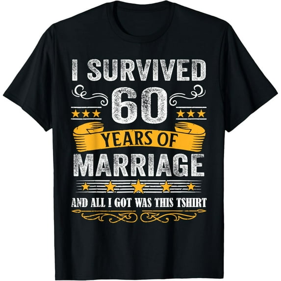 60th Wedding Anniversary shirt Couples Husband Wife 60 Years T-Shirt100% cotton