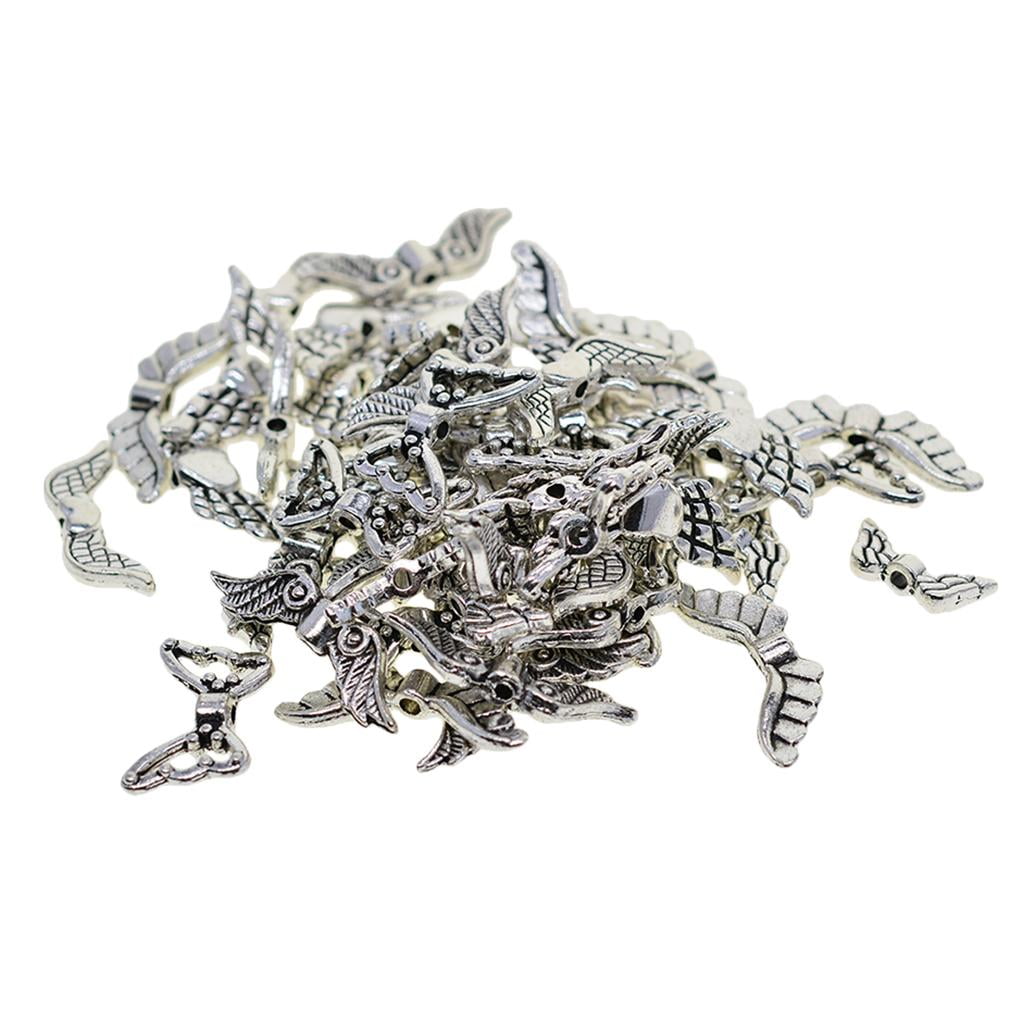 10 Pieces Antique Silver Angel Wing Charms - Jewelry Making Supplies, Loose Beads For Necklaces & Bracelets