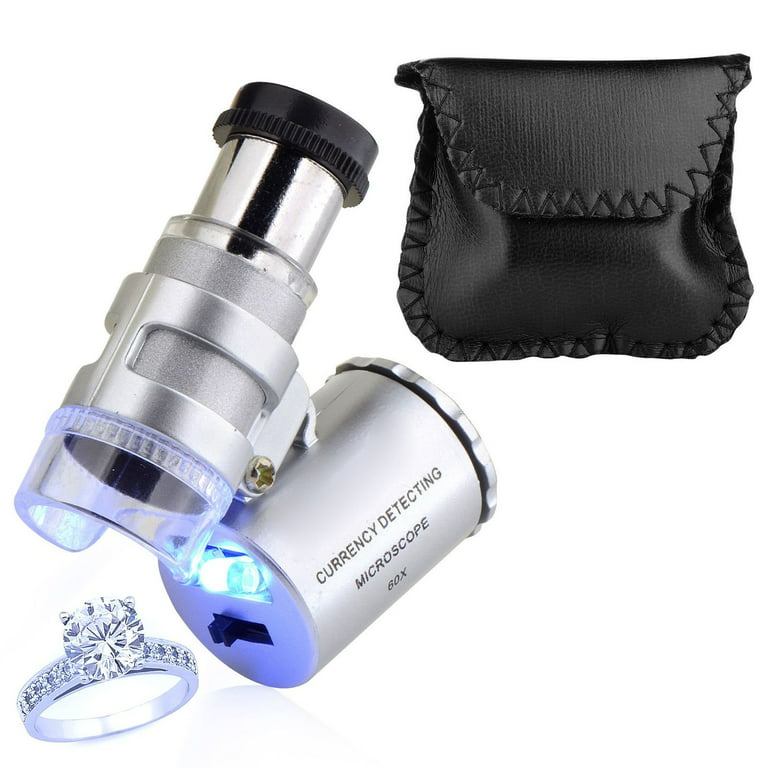 Dropship Mini 60x Microscope Magnifying Glass With LED Light Bag Jewelry  Magnifying Glass With 10x Folding Pocket Magnifying Glass to Sell Online at  a Lower Price