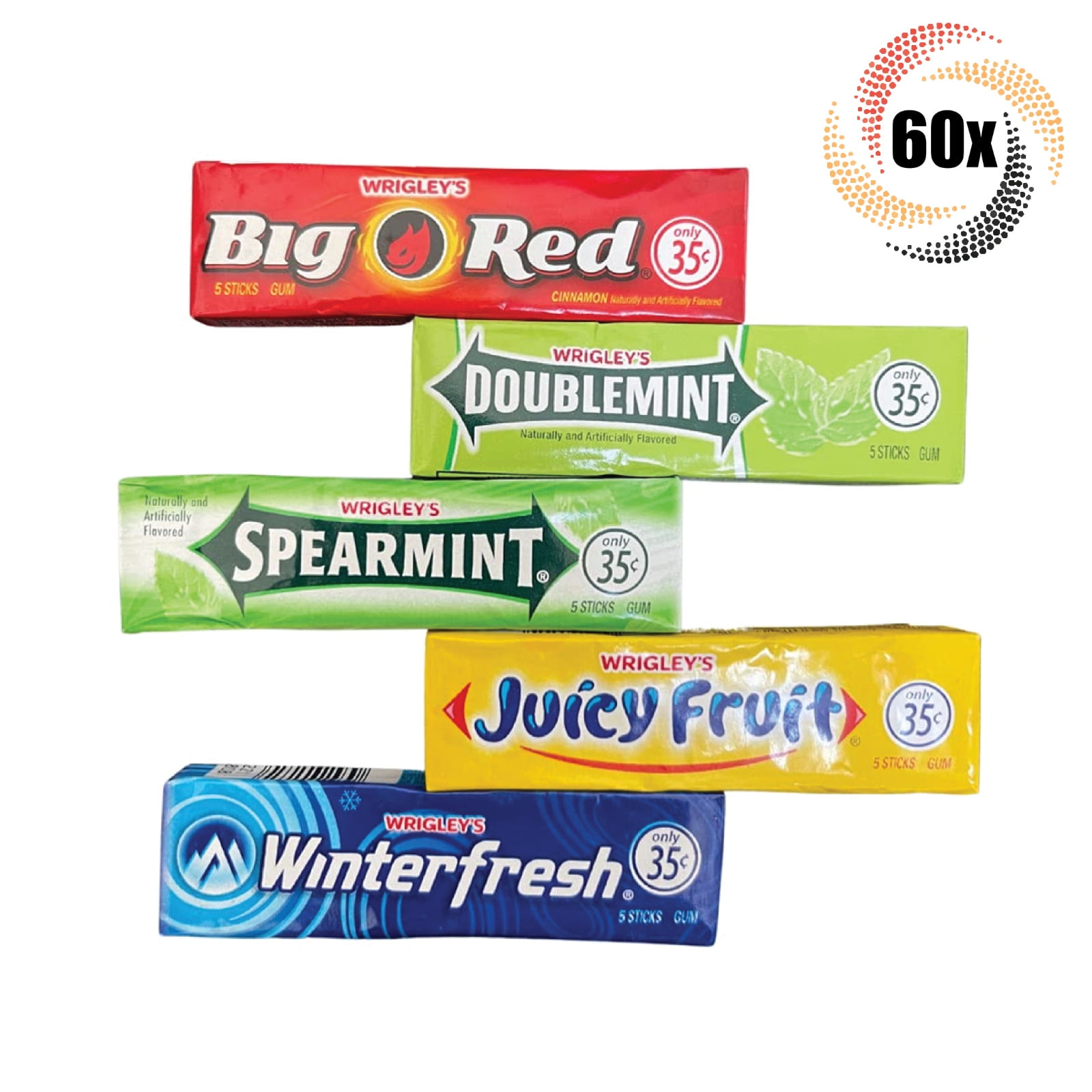 60x Packs Wrigley's Variety Pack Chewing Gum ( 5 Sticks Per Pack ) Mix ...