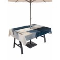 thumbnail image 1 of 60x102 Inch Outdoor Tablecloth with Umbrella Hole Zipper Rectangle Blue Beige Geometric Rectangular Tablecloths Outside Waterproof Modern Abstract Geometric Art Patio Table Cover for Picnic Party, 1 of 8