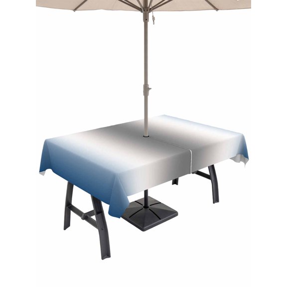 60x102 Inch Outdoor Tablecloth with Umbrella Hole Zipper Rectangle Blue Grey Rectangular Tablecloths Outside Waterproof Gray Farmhouse Modern Rustic Patio Table Cloth Cover for Picnic Party