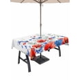 thumbnail image 1 of 60x102 Inch Outdoor Tablecloth with Umbrella Hole Zipper Rectangle Blue Red Flowers Rectangular Tablecloths Outside Waterproof Elegant Spring Floral Butterfly Watercolor Patio Table Cover for Picnic, 1 of 8