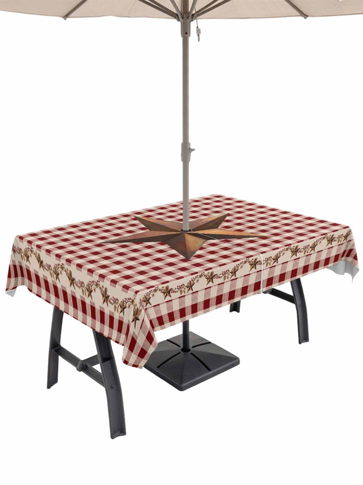 60x102 Inch Outdoor Tablecloth with Umbrella Hole Zipper Rectangle ...
