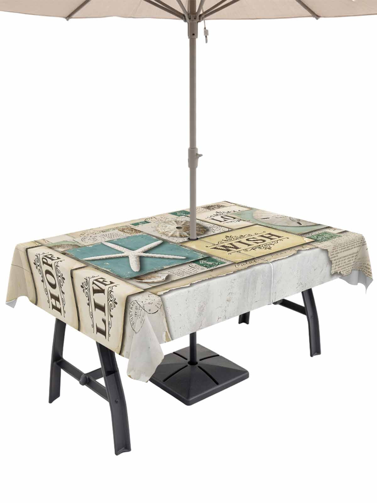 60x102 Inch Outdoor Tablecloth with Umbrella Hole Zipper Rectangle ...
