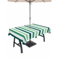 thumbnail image 1 of 60x102 Inch Outdoor Tablecloth with Umbrella Hole Zipper Rectangle Dark Green Stripe Rectangular Tablecloths Outside Waterproof Geometric White Vertical Striped Patio Table Cover for Picnic Party, 1 of 8