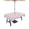 thumbnail image 1 of 60x102 Inch Outdoor Tablecloth with Umbrella Hole Zipper Rectangle Easter Bunny Rectangular Tablecloths Outside Waterproof Cute Rabbits Eggs Tulips Flowers Rustic Pink Patio Table Cover for Picnic, 1 of 8