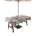 thumbnail image 1 of 60x102 Inch Outdoor Tablecloth with Umbrella Hole Zipper Rectangle Farmhouse Flowers Rectangular Tablecloths Outside Waterproof Botanical Watercolor Wildflowers Herbs Patio Table Cover for Picnic, 1 of 8
