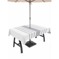 thumbnail image 1 of 60x102 Inch Outdoor Tablecloth with Umbrella Hole Zipper Rectangle Grey Vertical Striped Rectangular Tablecloths Outside Waterproof White Modern Simple Geometric Patio Table Cover for Picnic Party, 1 of 8