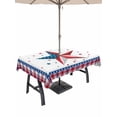 thumbnail image 1 of 60x102 Inch Outdoor Tablecloth with Umbrella Hole Zipper Rectangle Independence Day Rectangular Tablecloths Outside Waterproof Red Blue Patriotic Star Stripes Plaid Patio Table Cover for Picnic Party, 1 of 8