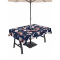 thumbnail image 1 of 60x102 Inch Outdoor Tablecloth with Umbrella Hole Zipper Rectangle Navy Blue Blossoms Black Cat Rectangular Tablecloths Waterproof Farmhouse Romantic Flowers Patio Table Cloth Cover for Picnic, 1 of 8