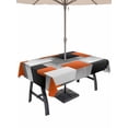 thumbnail image 1 of 60x102 Inch Outdoor Tablecloth with Umbrella Hole Zipper Rectangle Orange Gray Black Rectangular Tablecloths Outside Waterproof Modern Abstract Geometric Plaid Patio Table Cover for Picnic Party, 1 of 8