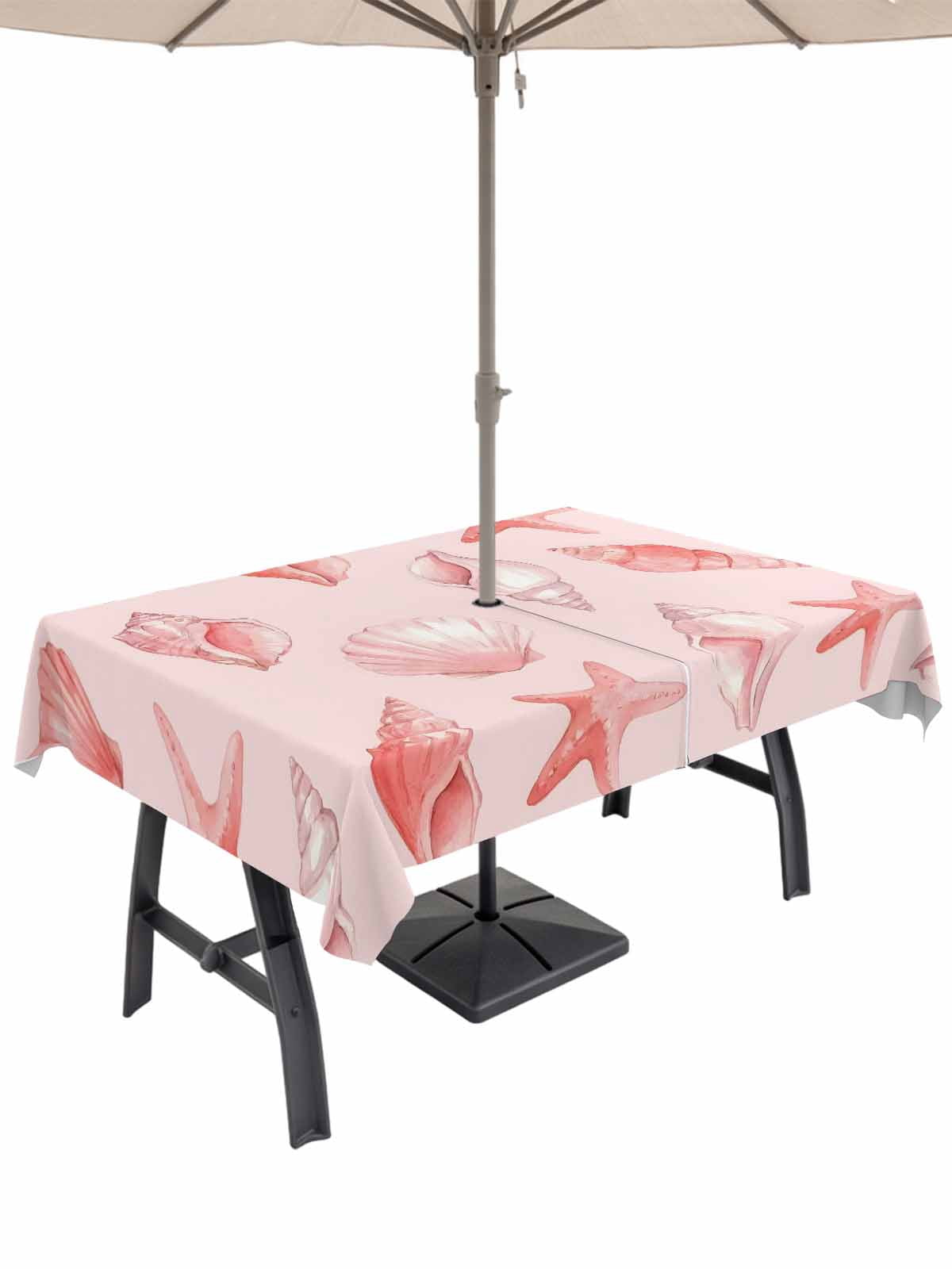 60x102 Inch Outdoor Tablecloth with Umbrella Hole Zipper Rectangle Pink ...