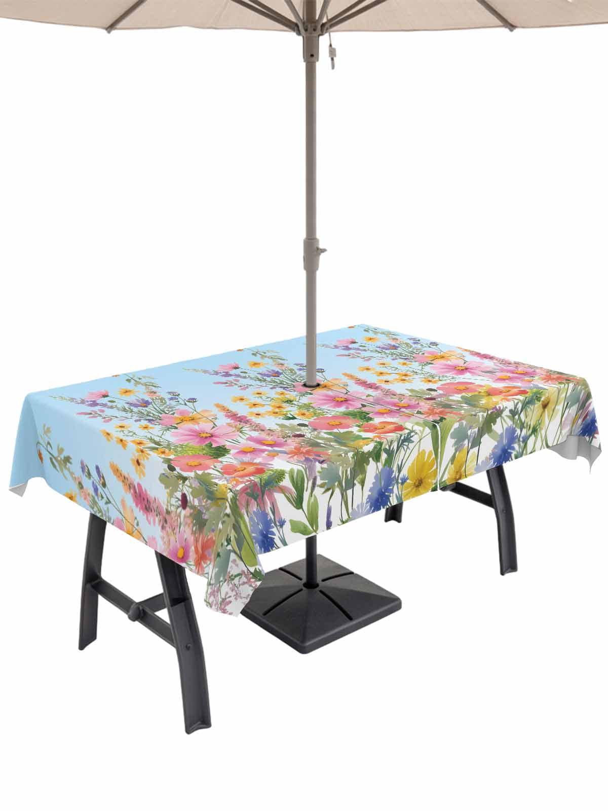 60x102 Inch Outdoor Tablecloth with Umbrella Hole Zipper Rectangle Pink ...