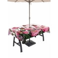 thumbnail image 1 of 60x102 Inch Outdoor Tablecloth with Umbrella Hole Zipper Rectangle Pink Roses Rectangular Tablecloths Outside Waterproof Spring Floral Butterflies Watercolor Modern Art Patio Table Cover for Picnic, 1 of 8