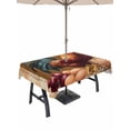 thumbnail image 1 of 60x102 Inch Outdoor Tablecloth with Umbrella Hole Zipper Rectangle Retro Rooster Rectangular Tablecloths Outside Waterproof Pastoral Animals Watercolor Botanical Patio Table Cover for Picnic Party, 1 of 8