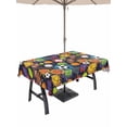 thumbnail image 1 of 60x102 Inch Outdoor Tablecloth with Umbrella Hole Zipper Rectangle Sports Football Rectangular Tablecloths Outside Waterproof Ball Games Basketball Rugby Baseball Patio Table Cover for Picnic Party, 1 of 8
