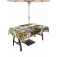 thumbnail image 1 of 60x102 Inch Outdoor Tablecloth with Umbrella Hole Zipper Rectangle Spring Flowers Rectangular Tablecloths Outside Waterproof Farmhouse Hydrangea Sunflowers Bunny on Linen Patio Table Cover for Picnic, 1 of 8