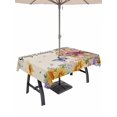 thumbnail image 1 of 60x102 Inch Outdoor Tablecloth with Umbrella Hole Zipper Rectangle Spring Groundhog Rectangular Tablecloths Outside Waterproof Watercolor Sunflower Botanical Rustic Patio Table Cover for Picnic Party, 1 of 8