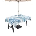 thumbnail image 1 of 60x102 Inch Outdoor Tablecloth with Umbrella Hole Zipper Rectangle Summer Palm Leaves Rectangular Tablecloths Outside Waterproof Tropical Botanical Minimalist Blue Patio Table Cloth Cover for Picnic, 1 of 8