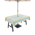 thumbnail image 1 of 60x102 Inch Outdoor Tablecloth with Umbrella Hole Zipper Rectangle Teal Orange Boho Rectangular Tablecloths Outside Waterproof Ethnic Tribe Geometric Patio Table Cloth Cover for Picnic Party, 1 of 8