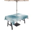 thumbnail image 1 of 60x102 Inch Outdoor Tablecloth with Umbrella Hole Zipper Rectangle Teal Striped Rectangular Tablecloths Outside Waterproof Abstract Vertical Streaks Stripes Patio Table Cloth Cover for Picnic Party, 1 of 8