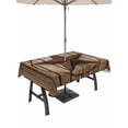 thumbnail image 1 of 60x102 Inch Outdoor Tablecloth with Umbrella Hole Zipper Rectangle Western Star Retro Rectangular Tablecloths Outside Waterproof Brown Vintage Wood Grain Patio Table Cloth Cover for Picnic Party, 1 of 8