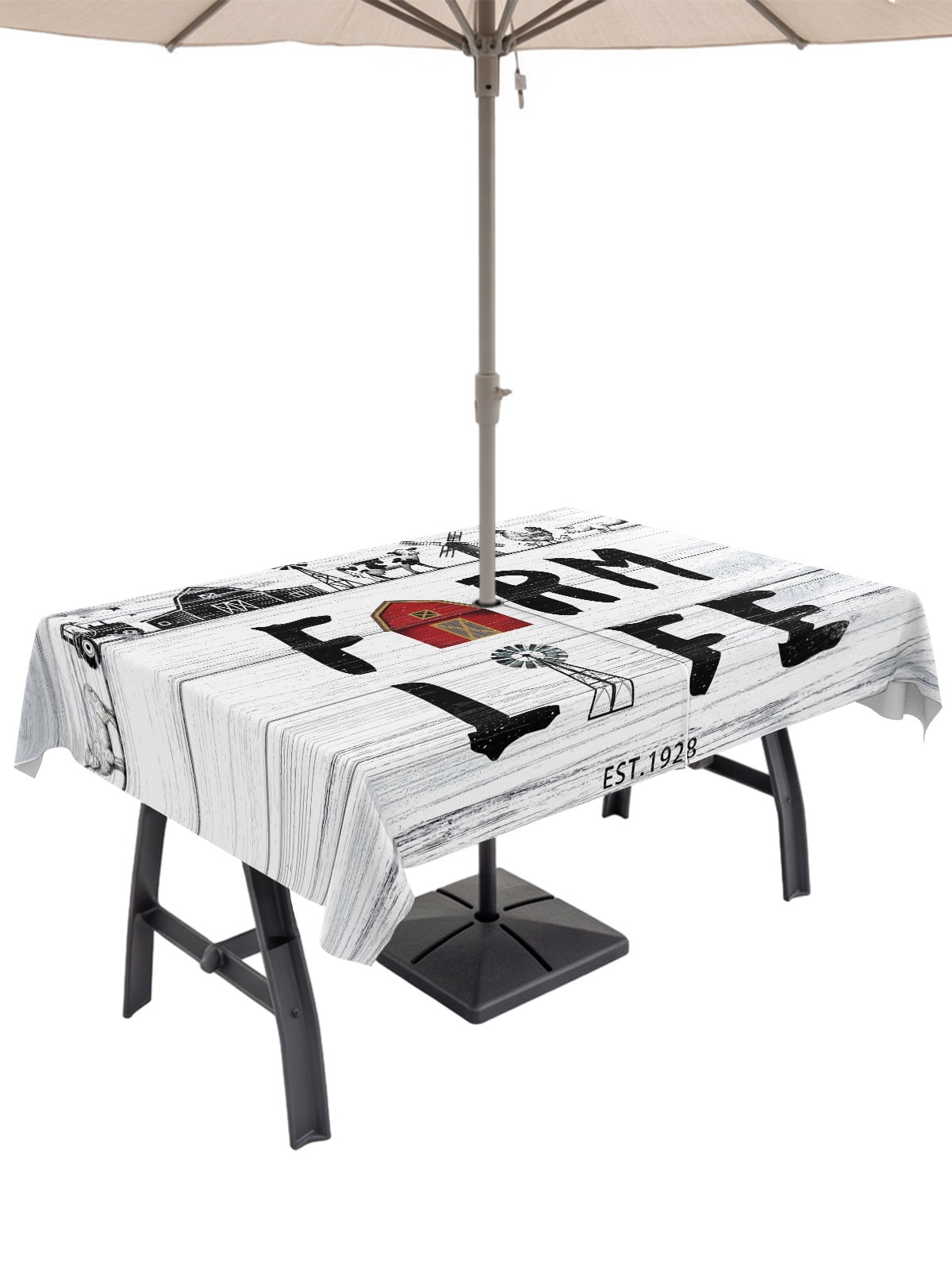 60x102 Rectangle Tablecloth, Farmhouse Life Outdoor Tablecloth with ...