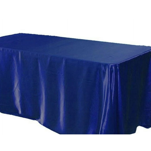 60x102" inch Rectanglular Satin Tablecloth Wedding SEAMLESS Catering", (Color: Navy Blue)