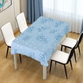 thumbnail image 1 of 60x108 Inch Tablecloth Polyester Square Tablecloth for Home Kitchen Dinner Decor Blue Branch and White Dots, 1 of 9