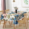thumbnail image 1 of 60x108inches Floral Rectangle Tablecloth Blue Pink Flowers Blossom Printed Table Cloth Waterproof and Washable Fabric Table Cover for Kitchen Dining Room Living Room Patio Home Decors, 1 of 6
