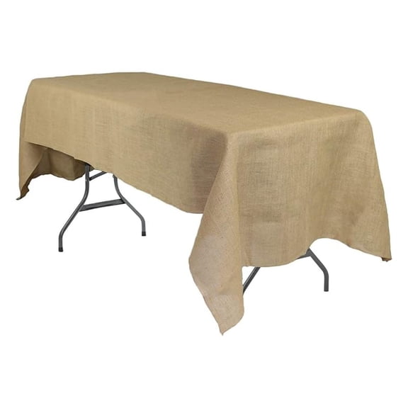60x120 Inch Burlap Tablecloth - Rustic Jute Rectangular Table Linens for Wedding, Party, Kitchen, Home Dining - Natural Burlap Table Cover