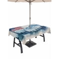 thumbnail image 1 of 60x120 Inch Outdoor Tablecloth with Umbrella Hole Zipper Rectangle 4th of July American Flag Rectangular Tablecloths Outside Waterproof Independence Day Forest Rustic Patio Table Cover for Picnic, 1 of 8