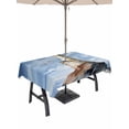 thumbnail image 1 of 60x120 Inch Outdoor Tablecloth with Umbrella Hole Zipper Rectangle Beach Lighthouse Rectangular Tablecloths Outside Waterproof Coastal Ocean Sky Birds Oil Painting Patio Table Cover for Picnic Party, 1 of 8