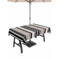 thumbnail image 1 of 60x120 Inch Outdoor Tablecloth with Umbrella Hole Zipper Rectangle Black Pink Striped Rectangular Tablecloths Outside Waterproof Modern Stripes Farmhouse Patio Table Cloth Cover for Picnic Party, 1 of 8