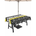 thumbnail image 1 of 60x120 Inch Outdoor Tablecloth with Umbrella Hole Zipper Rectangle Black Yellow Rectangular Tablecloths Outside Waterproof Garden Floral Stripe Aesthetic Flower Boho Patio Table Cover for Picnic, 1 of 8