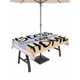 thumbnail image 1 of 60x120 Inch Outdoor Tablecloth with Umbrella Hole Zipper Rectangle Bless Our Home Rectangular Tablecloths Outside Waterproof Wheat Color Black Stripes Aesthetic Patio Table Cover for Picnic Party, 1 of 8