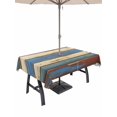 thumbnail image 1 of 60x120 Inch Outdoor Tablecloth with Umbrella Hole Zipper Rectangle Blue Beige Plank Rectangular Tablecloths Outside Waterproof Vintage Shabby Wooden Grain Patio Table Cloth Cover for Picnic Party, 1 of 8