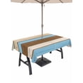 thumbnail image 1 of 60x120 Inch Outdoor Tablecloth with Umbrella Hole Zipper Rectangle Blue Brown Wood Grain Rectangular Tablecloths Outside Waterproof Farmhouse Country Chic Stripes Patio Table Cover for Picnic Party, 1 of 8