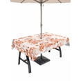 thumbnail image 1 of 60x120 Inch Outdoor Tablecloth with Umbrella Hole Zipper Rectangle Burnt Orange Botanical Rectangular Tablecloths Outside Waterproof Vintage Nature Flower Patio Table Cloth Cover for Picnic Party, 1 of 8