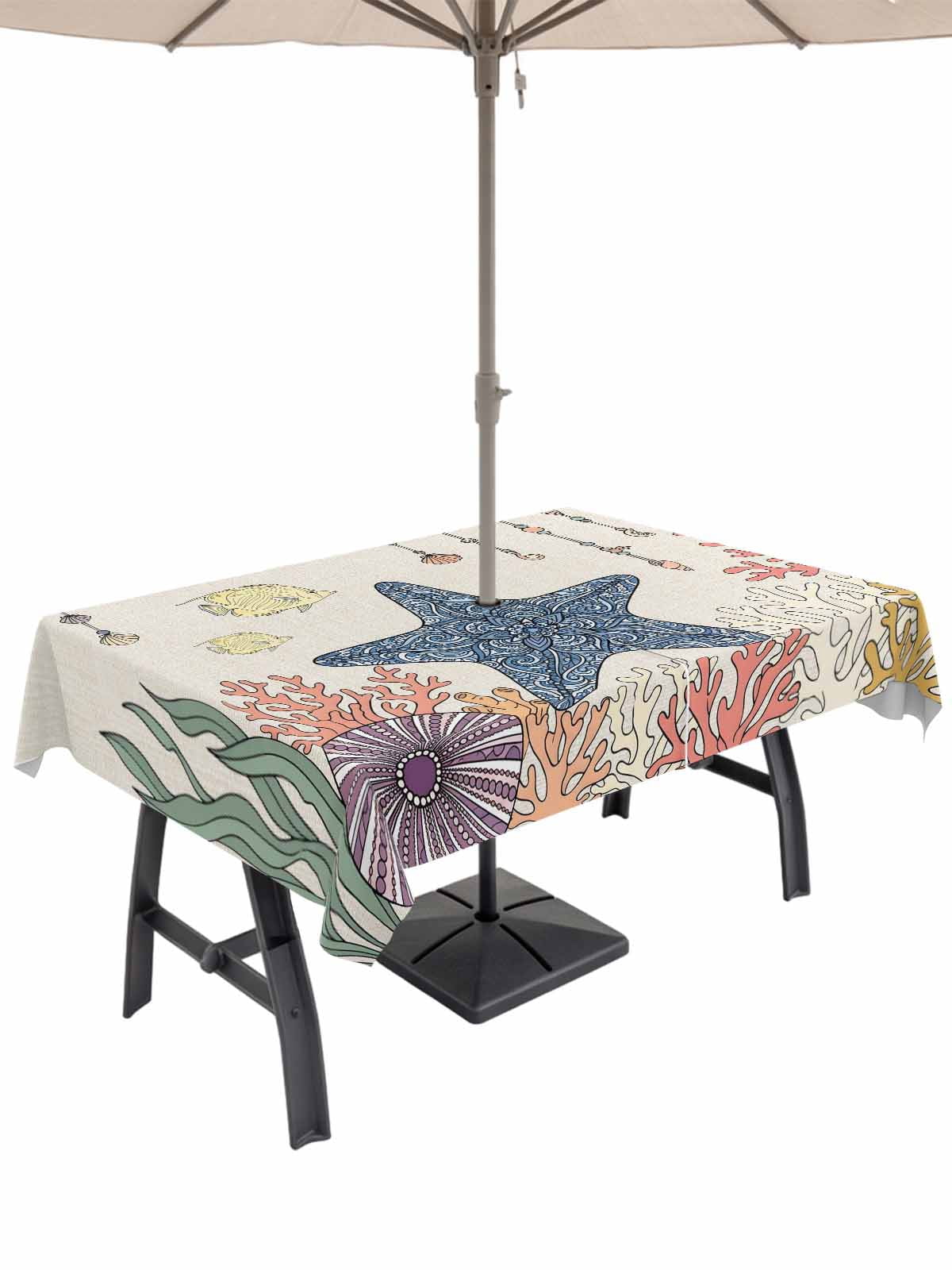 60x120 Inch Outdoor Tablecloth with Umbrella Hole Zipper Rectangle ...