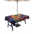 thumbnail image 1 of 60x120 Inch Outdoor Tablecloth with Umbrella Hole Zipper Rectangle Colorful Peacock Feathers Rectangular Tablecloths Outside Waterproof Abstract Modern Watercolor Art Patio Table Cover for Picnic, 1 of 8