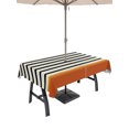 thumbnail image 1 of 60x120 Inch Outdoor Tablecloth with Umbrella Hole Zipper Rectangle Country Black Stripes Rectangular Tablecloths Waterproof Geometric Farmhouse Horizontal Striped Patio Table Cloth Cover for Picnic, 1 of 8