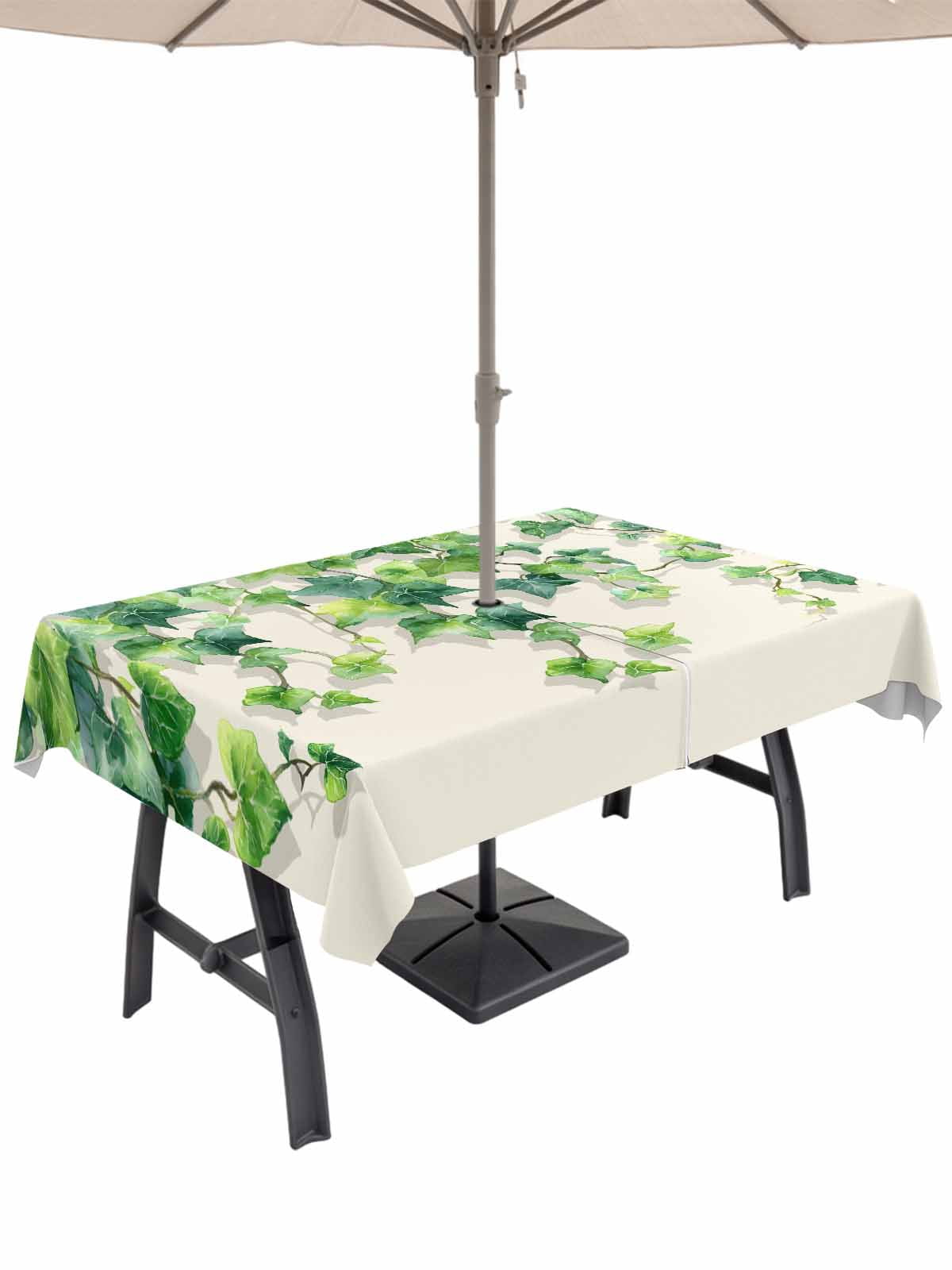 60x120 Inch Outdoor Tablecloth with Umbrella Hole Zipper Rectangle ...